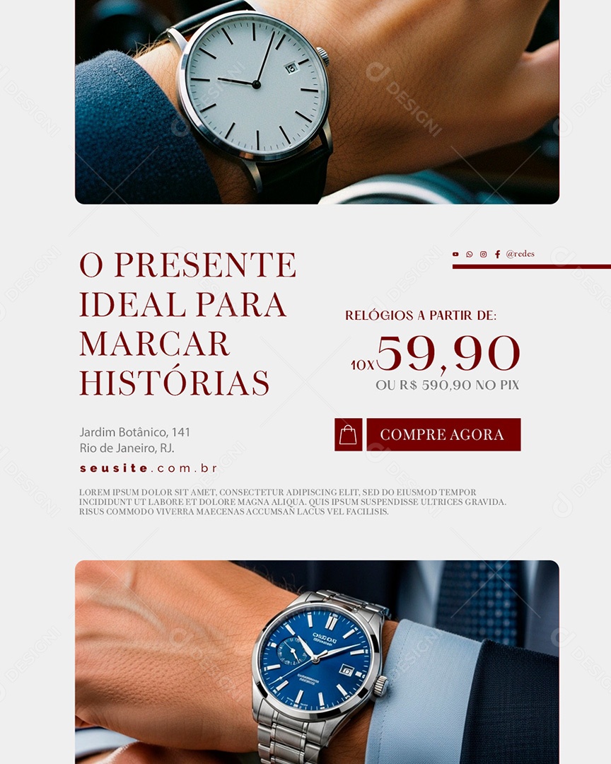 Relojoaria O Presente Ideal para Marcar História Social Media PSD Editável