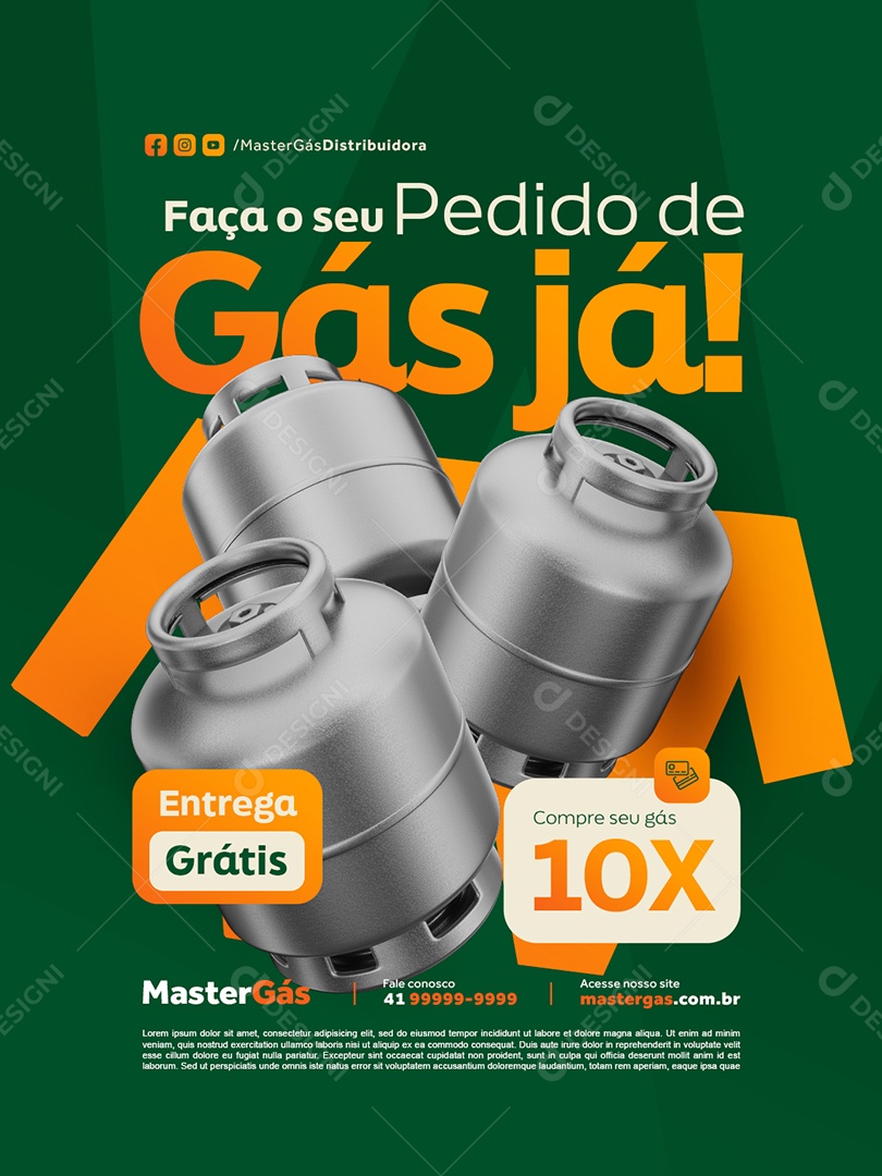 Distribuidor de Gás Faça Seu Pedido de Gás Já Social Media PSD Editável