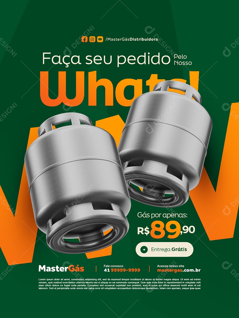 Distribuidor de Gás Faça Seu Pedido Pelo Nosso Whats Social Media PSD Editável