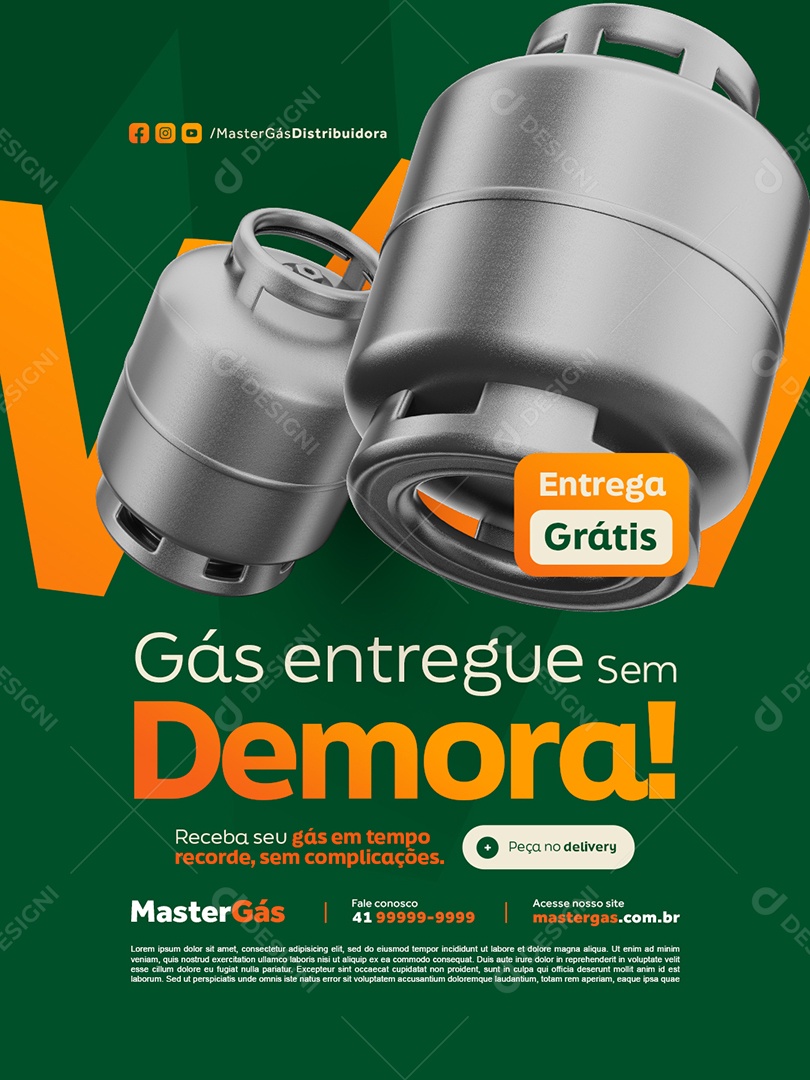 Distribuidor de Gás Entregue Sem Demora Social Media PSD Editável