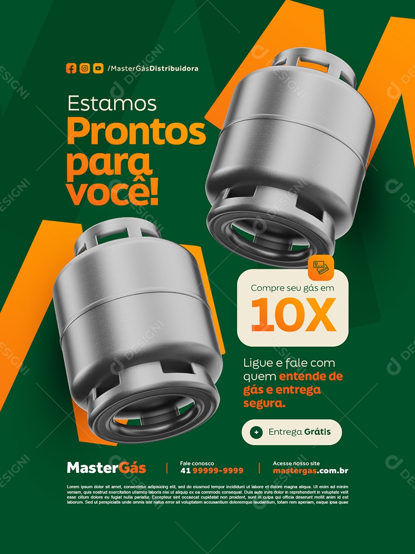Distribuidor de Gás Estamos Prontos para Você Social Media PSD Editável