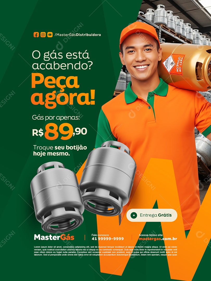 Distribuidor de Gás Peça Agora O Gás Está Acabando Social Media PSD Editável