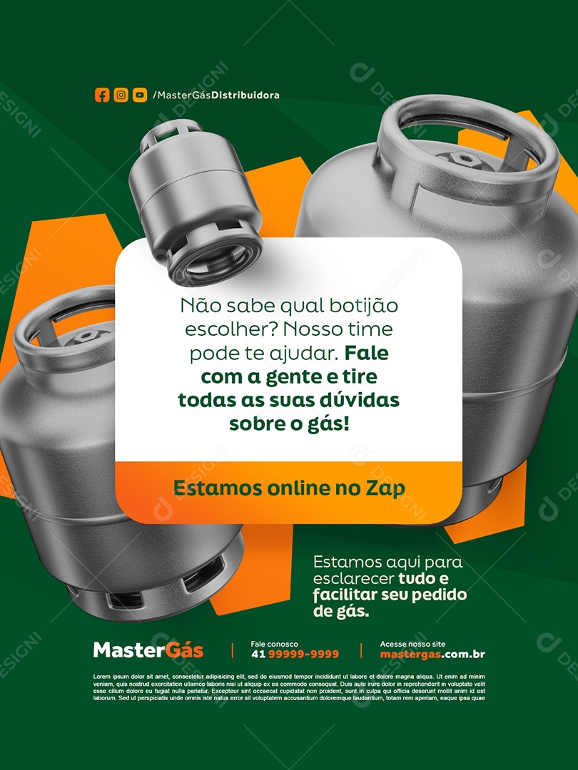 Distribuidor de Gás Estamos Online no Zap Social Media PSD Editável