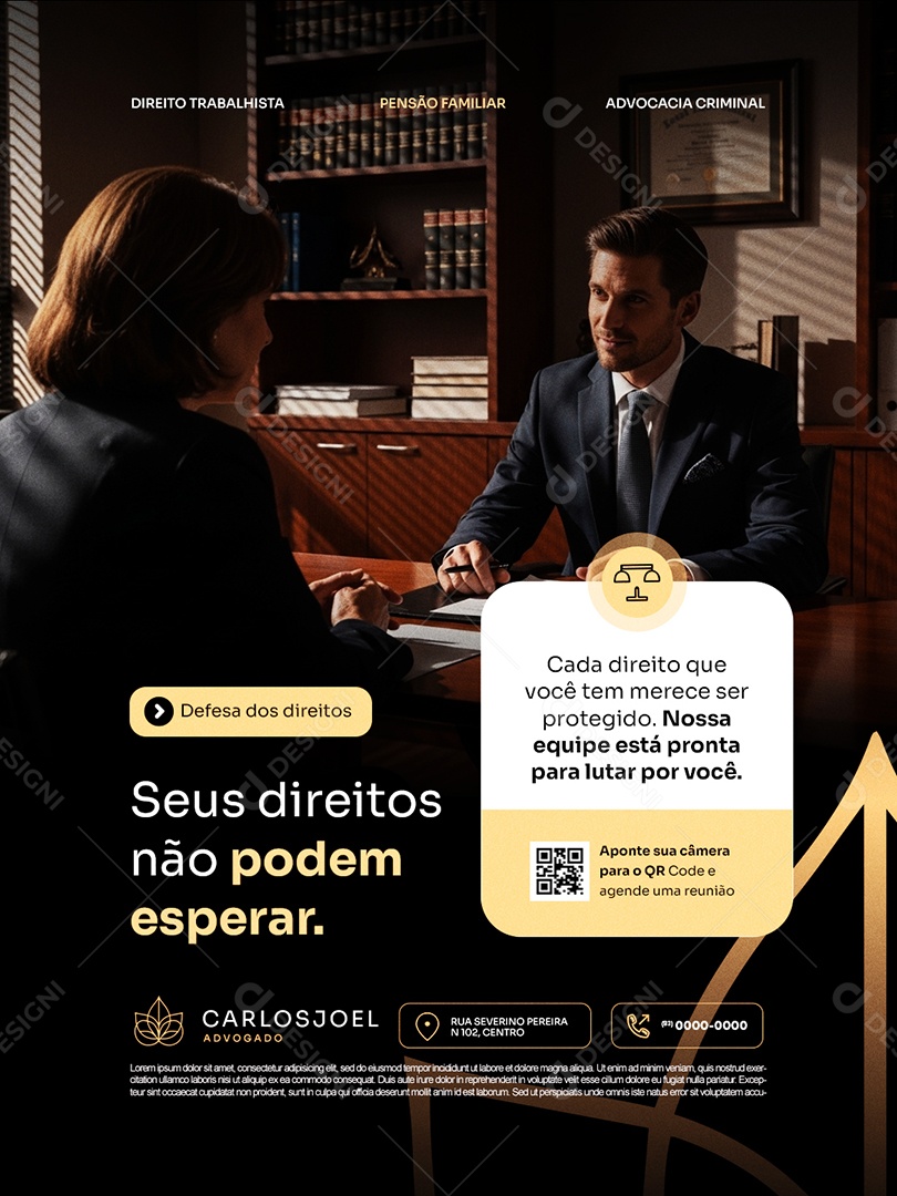 Advocacia Seus Direitos Não Podem Esperar Social Media PSD Editável