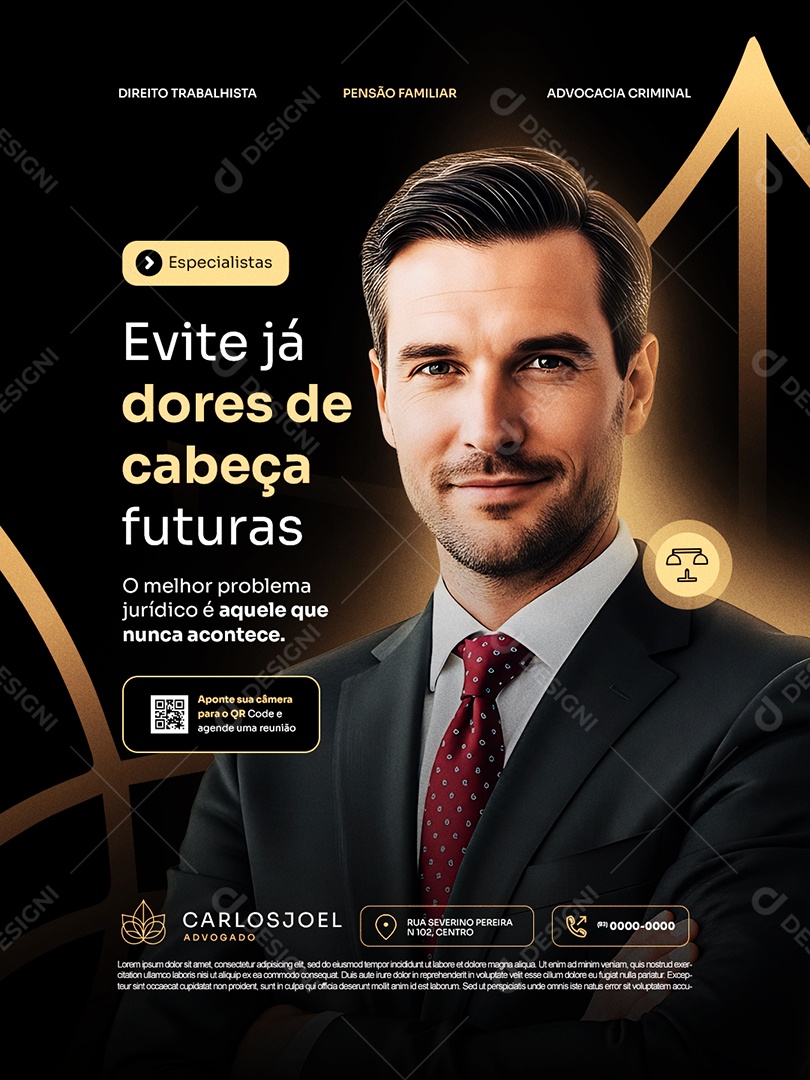 Advocacia Evite Já Dores de Cabeça Futuras Social Media PSD Editável