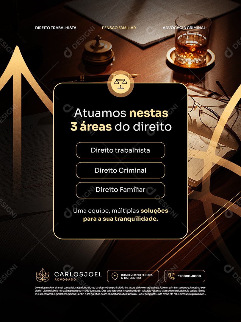 Advocacia Atuamos Nestas Três Áreas do Direito Social Media PSD Editável