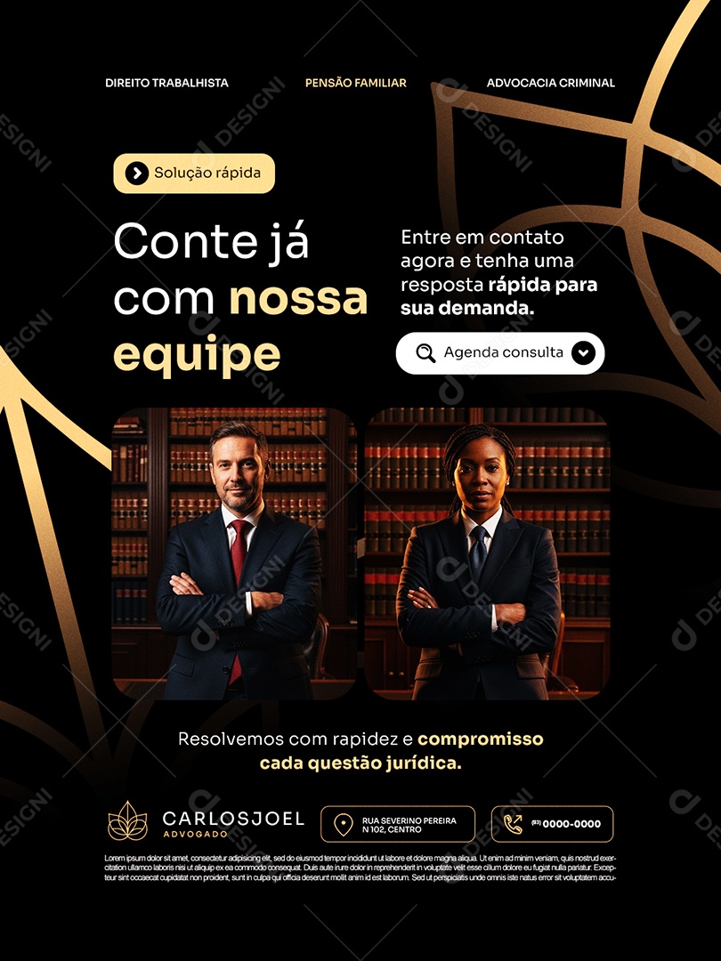 Advocacia Conte Já com Nossa Equipe Social Media PSD Editável