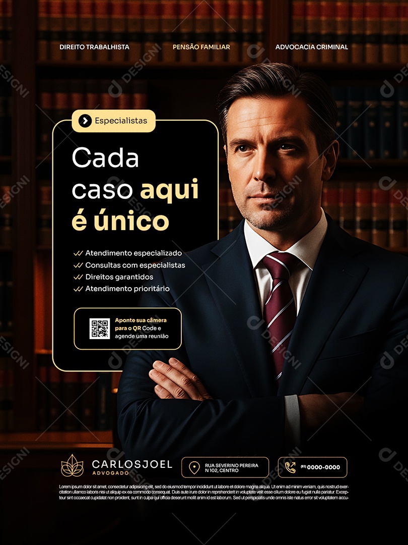 Advocacia Cada Caso Aqui é Único Social Media PSD Editável