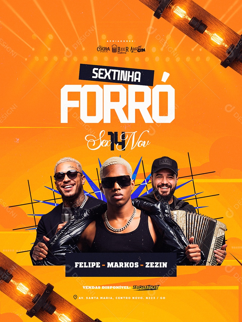 Flyer Próximos Shows Sextinha Forró Social Media PSD Editável