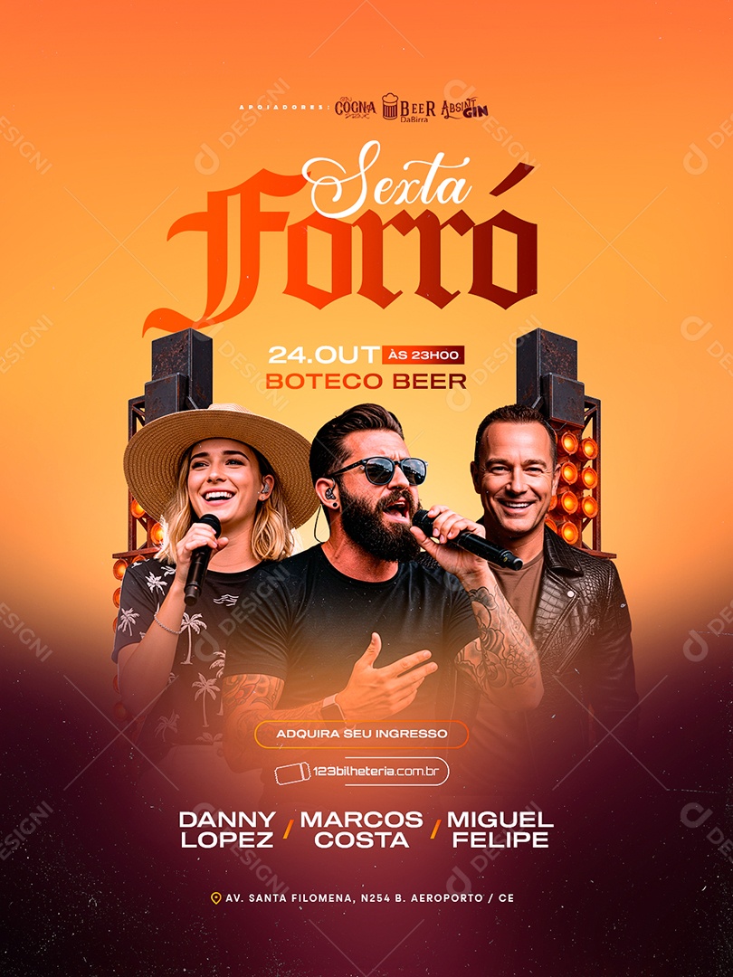 Flyer Próximos Shows Sexta Forró Social Media PSD Editável