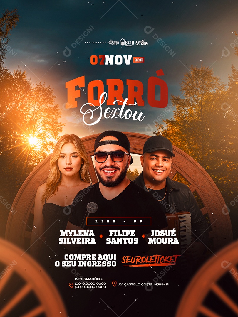 Flyer Próximos Shows Forró Sextou Social Media PSD Editável