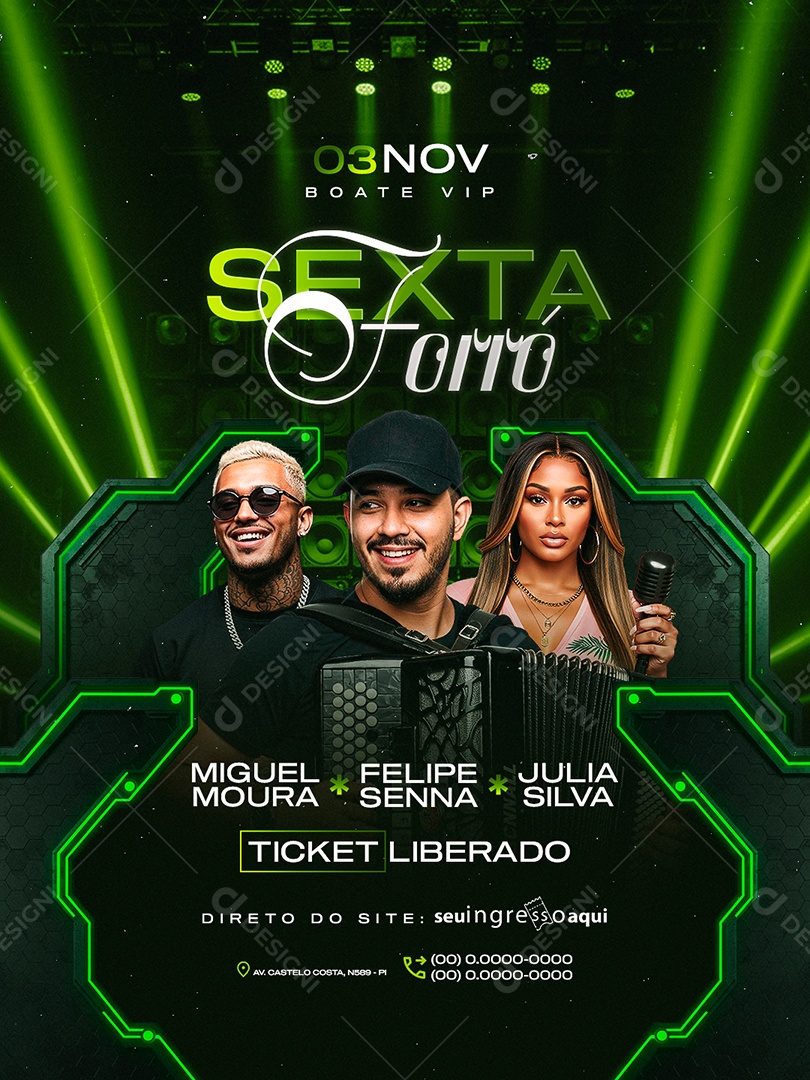 Flyer Próximos Shows Sexta Forró Social Media PSD Editável