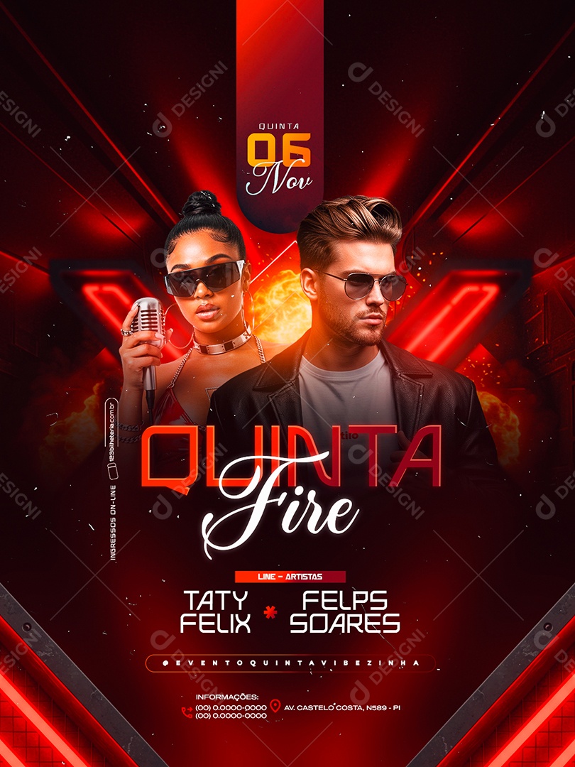Flyer Próximos Shows Quinta Fire Social Media PSD Editável