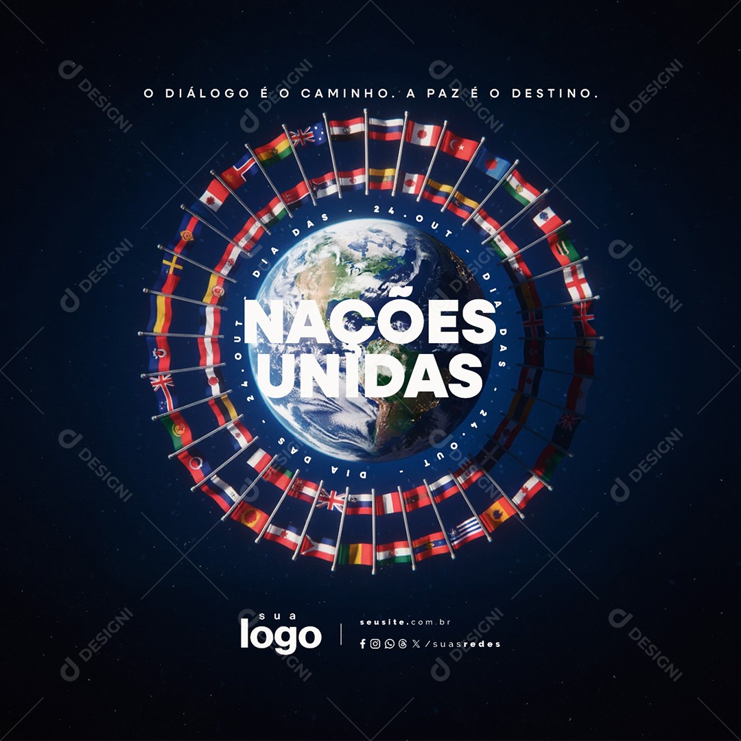 Dia das Nações Unidas 24 de Outubro Social Media PSD Editável