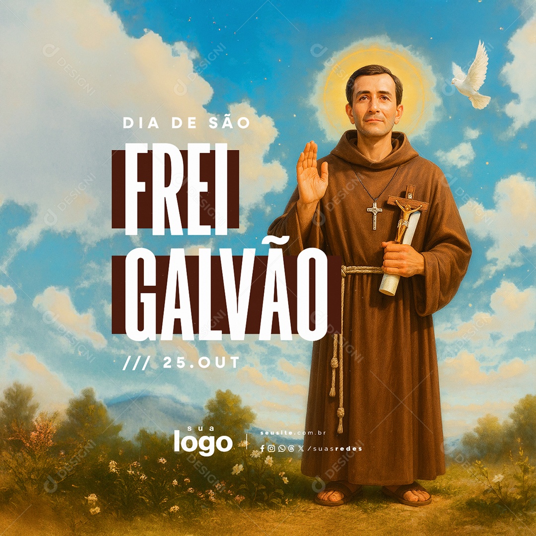 Dia de São Frei Galvão 25 de Outubro Social Media PSD Editável