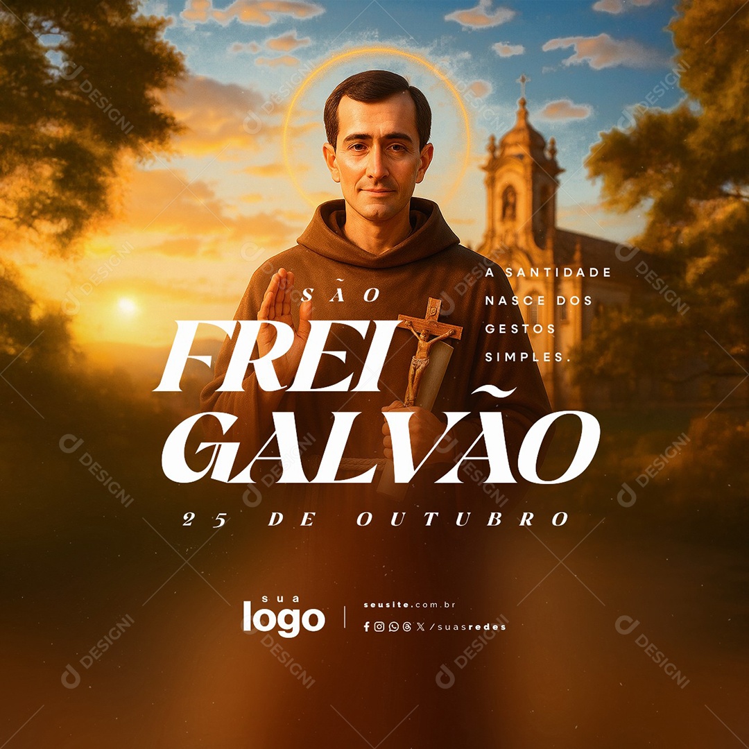 Dia de São Frei Galvão 25 de Outubro A Santidade Nasce dos Gestos Social Media PSD Editável