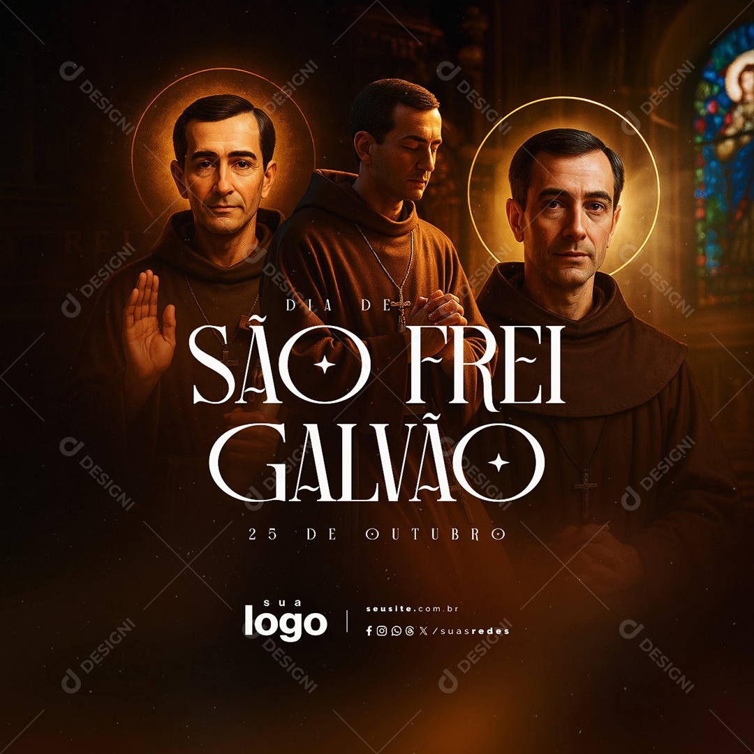 Dia de São Frei Galvão 25 de Outubro Social Media PSD Editável