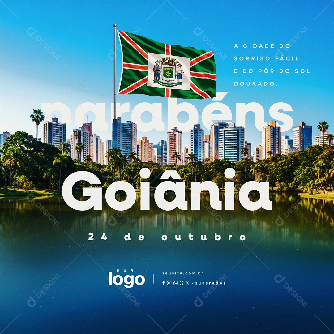 Parabéns Goiânia 24 de Outubro Social Media PSD Editável
