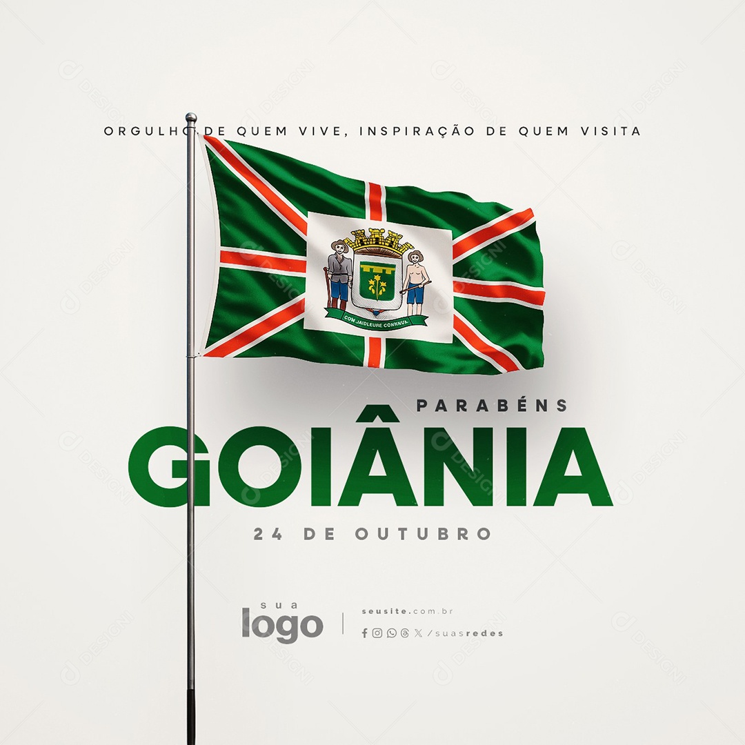 Dia do Aniversário de Goiânia 24 de Outubro Parabéns Social Media PSD Editável
