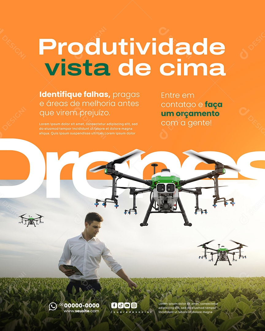 Agronegócio Produtividade Vista de Cima Social Media PSD Editável