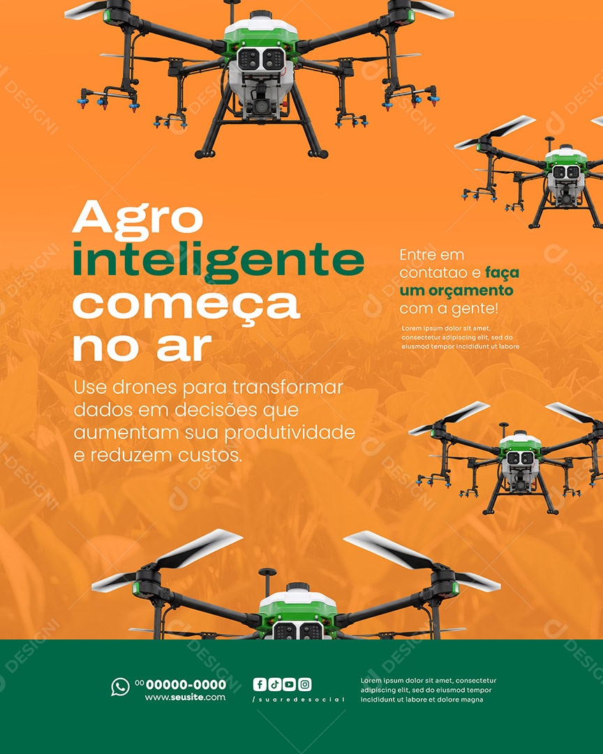 Agronegócio Agro Inteligente Começa No Ar Social Media PSD Editável