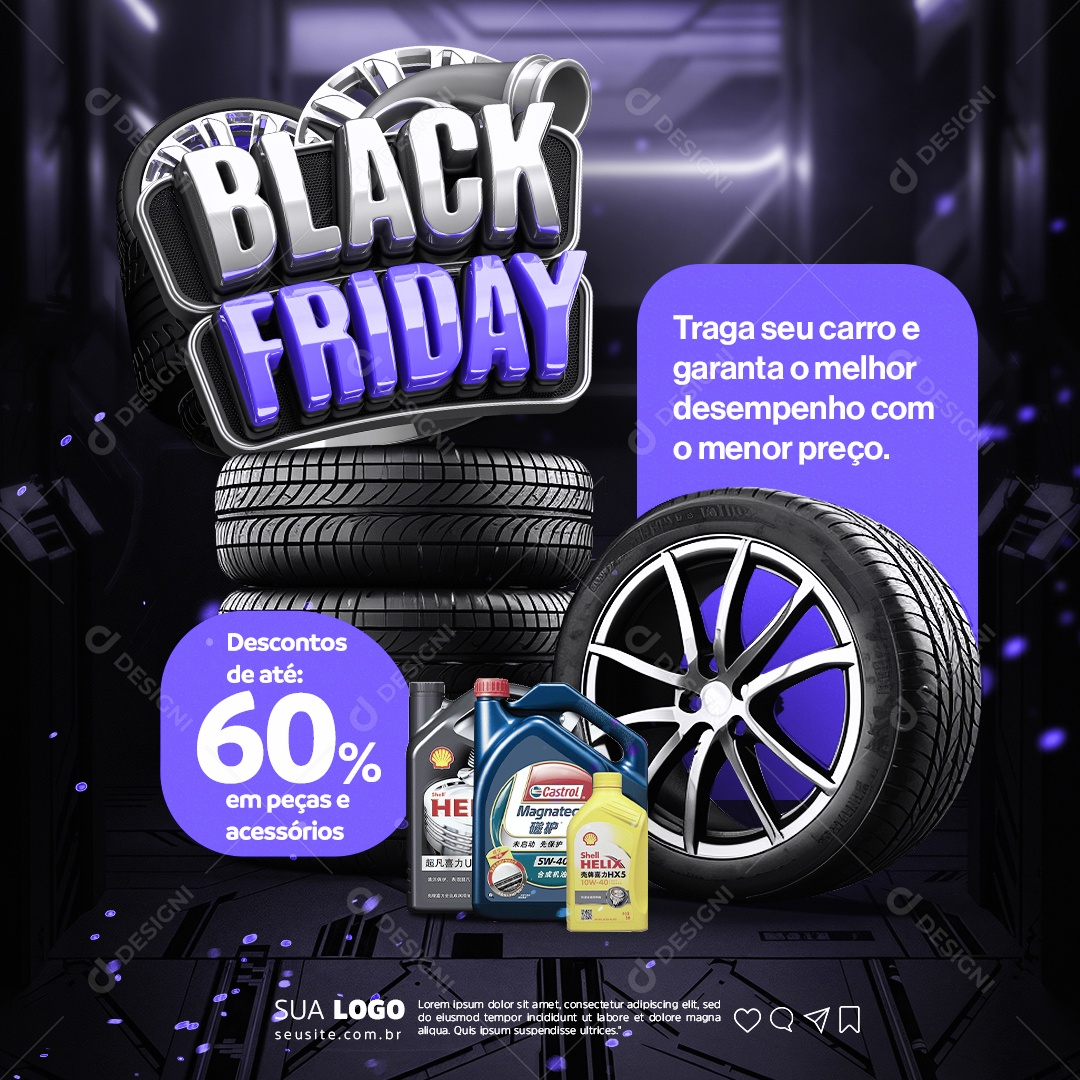Social Media Black Friday Loja de Pneus PSD Editável