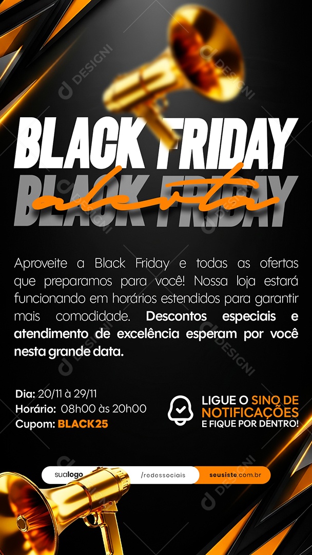 Story Alerta Black Friday Social Media PSD Editável