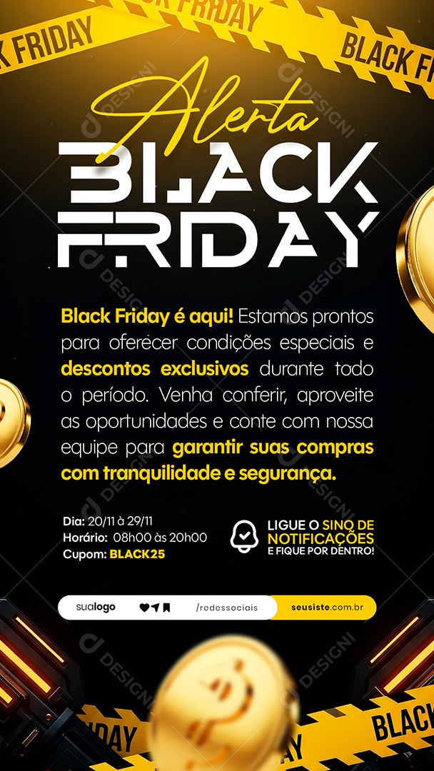 Story Alerta Black Friday Social Media PSD Editável