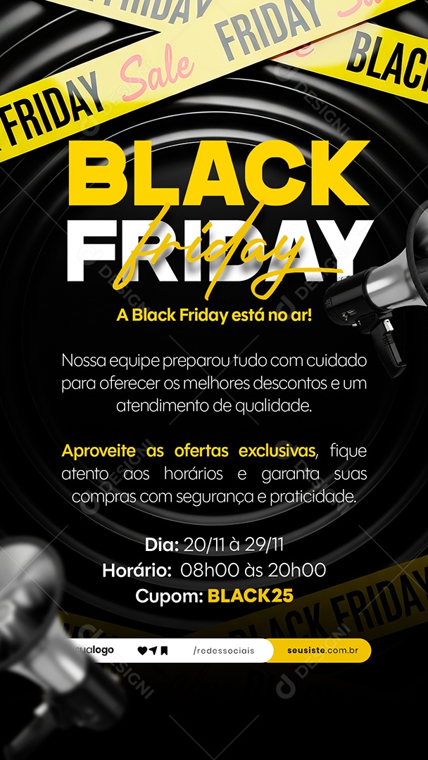 Story Aviso Black Friday Está No Ar Social Media PSD Editável