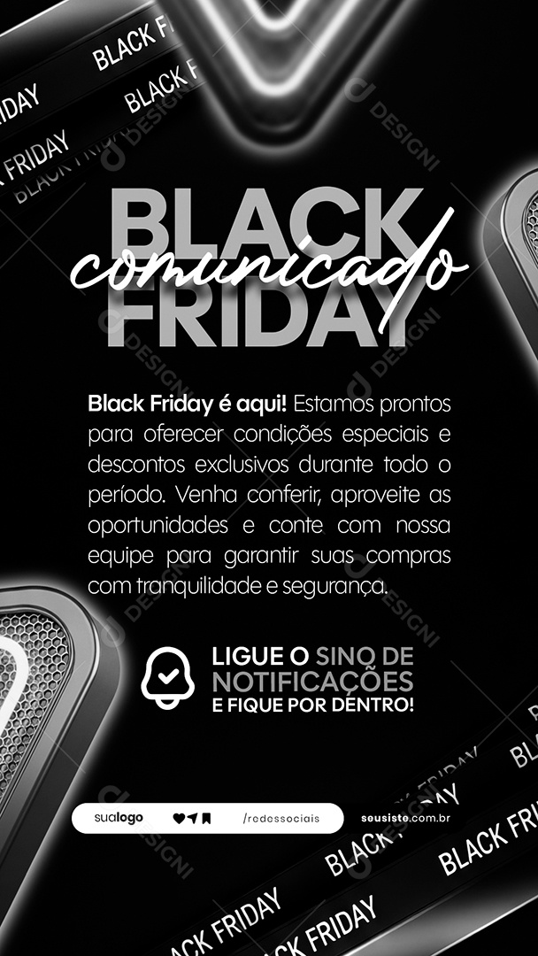 Story Comunicado Black Friday Social Media PSD Editável