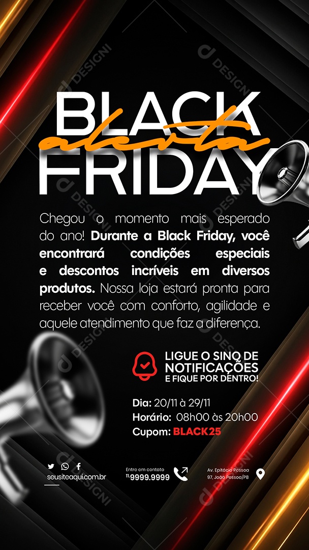 Story Aviso Black Friday Social Media PSD Editável