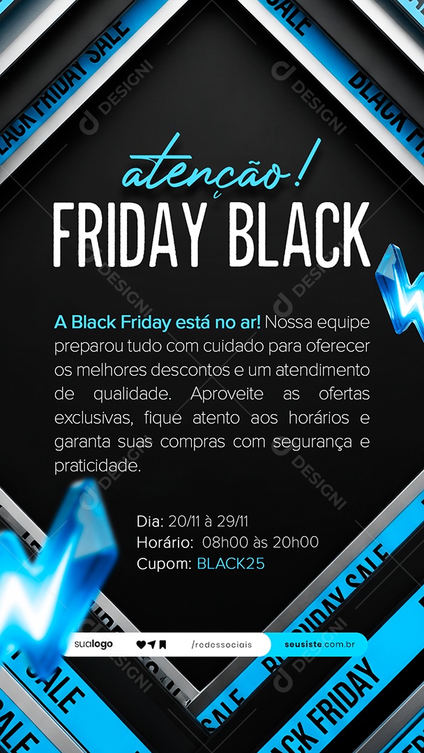 Story Aviso Black Friday Social Media PSD Editável