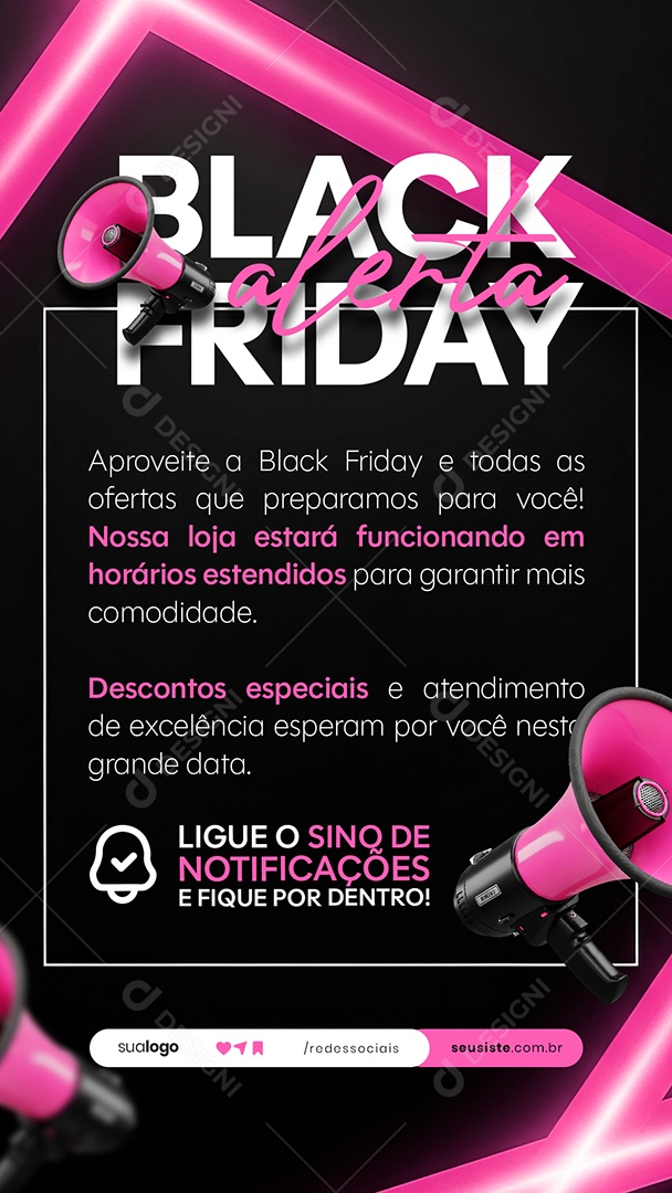 Story Aviso Black Friday Social Media PSD Editável