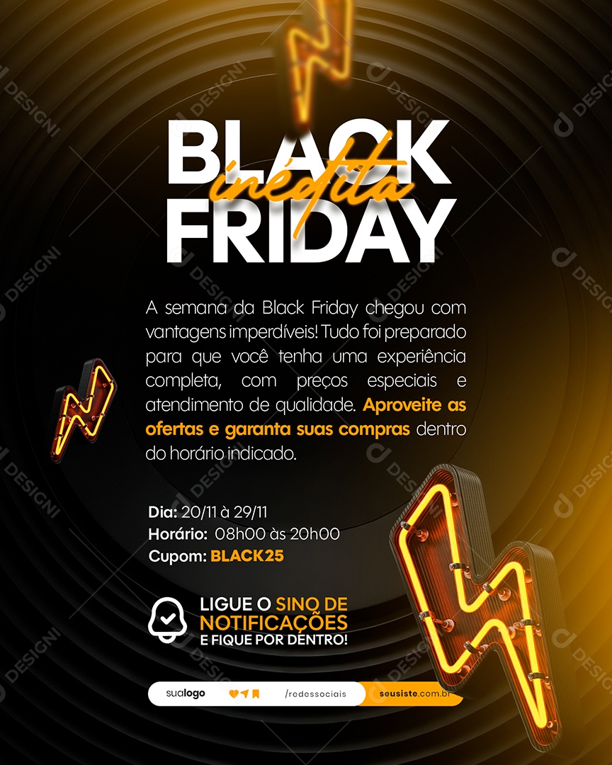 Inedita Black Friday Social Media PSD Editável