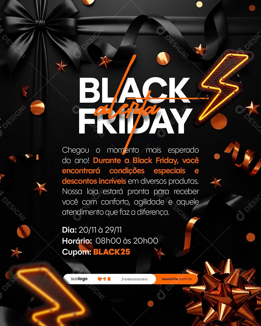 Aviso Black Friday Social Media PSD Editável