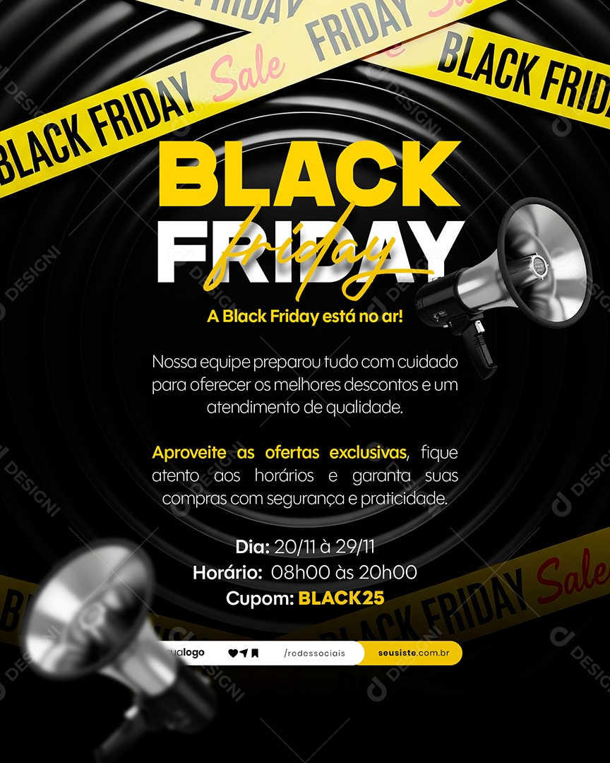 Aviso Black Friday Social Media PSD Editável