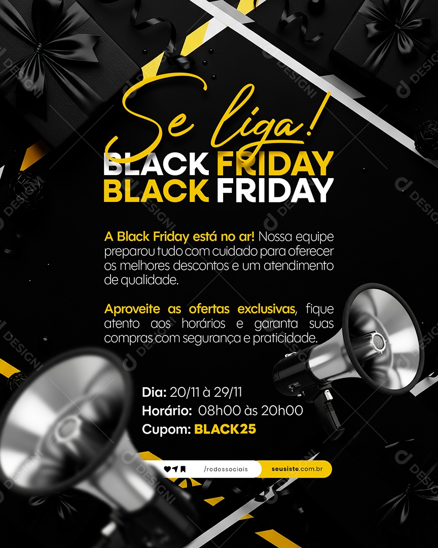 Se Liga Black Friday Social Media PSD Editável