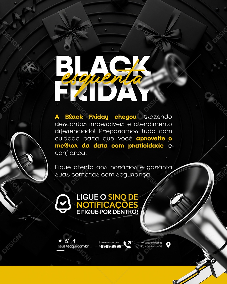 Aviso Black Friday Social Media PSD Editável