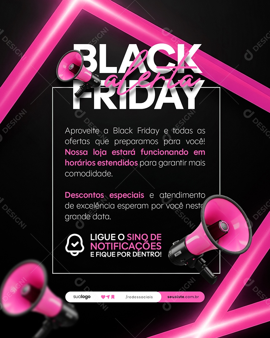 Alerta Black Friday Social Media PSD Editável