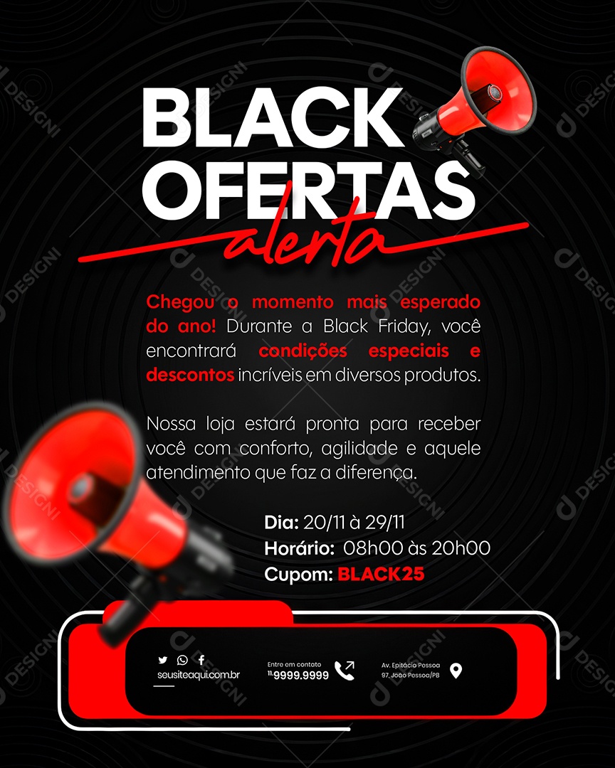 Aviso Black Friday Social Media PSD Editável