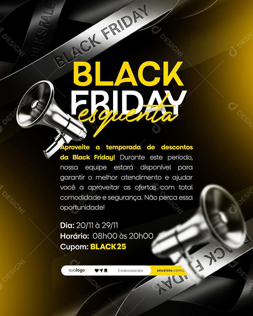 Aviso Black Friday Social Media PSD Editável