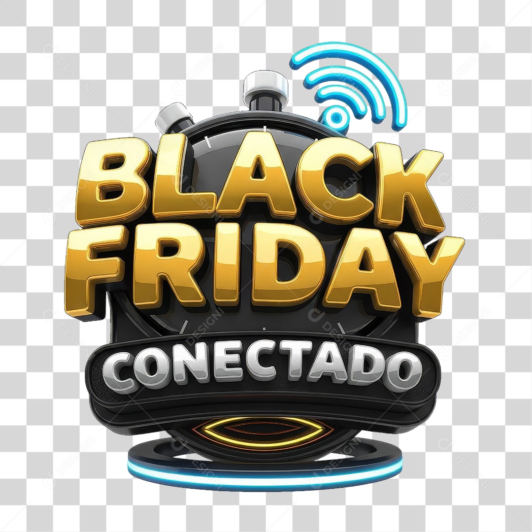 Selo 3D Black Friday Conectado PNG Transparente