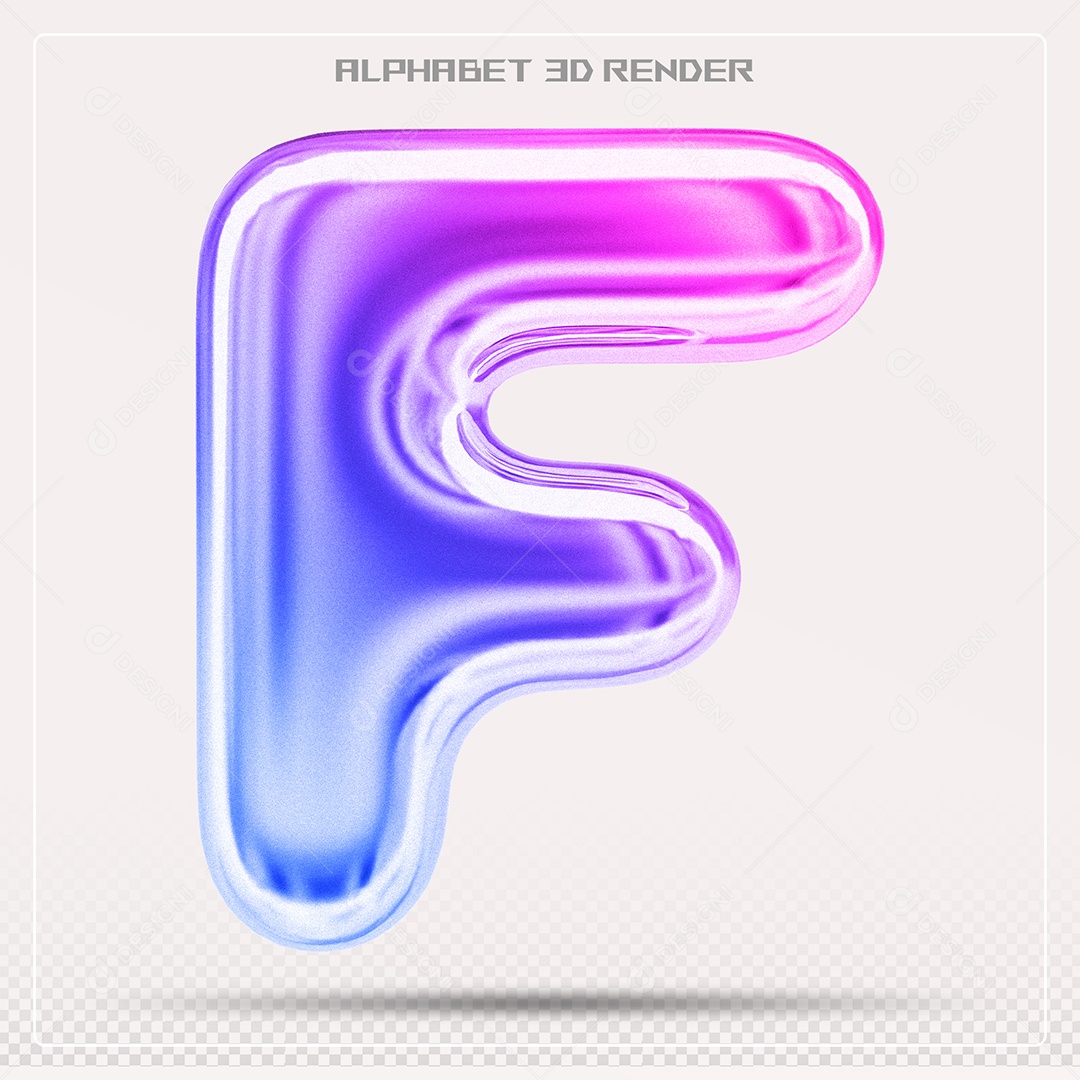 Alfabeto Letra F Colorido Elemento 3D Para Composição PSD