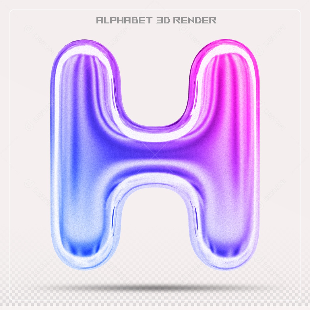 Alfabeto Letra H Colorido Elemento 3D Para Composição PSD