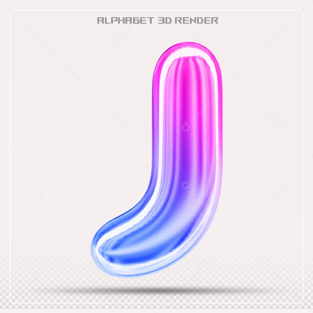 Alfabeto Letra J Colorido Elemento 3D Para Composição PSD
