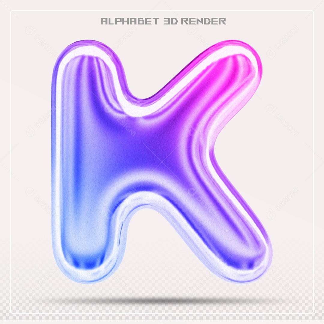 Alfabeto Letra K Colorido Elemento 3D Para Composição PSD