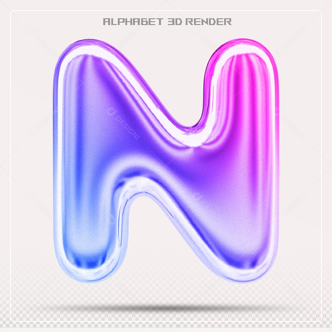 Alfabeto Letra N Colorido Elemento 3D Para Composição PSD