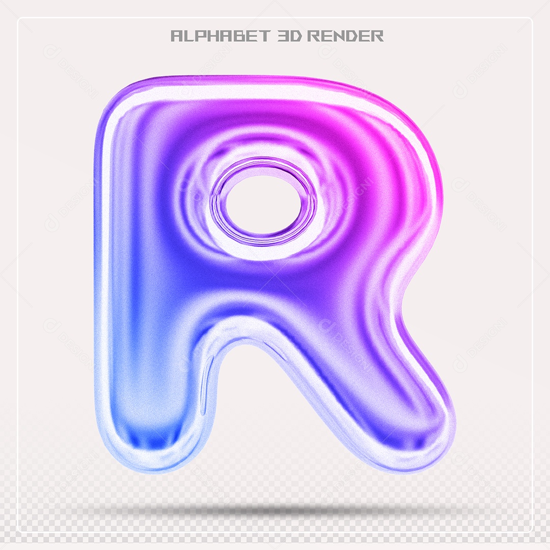 Alfabeto Letra R Colorido Elemento 3D Para Composição PSD