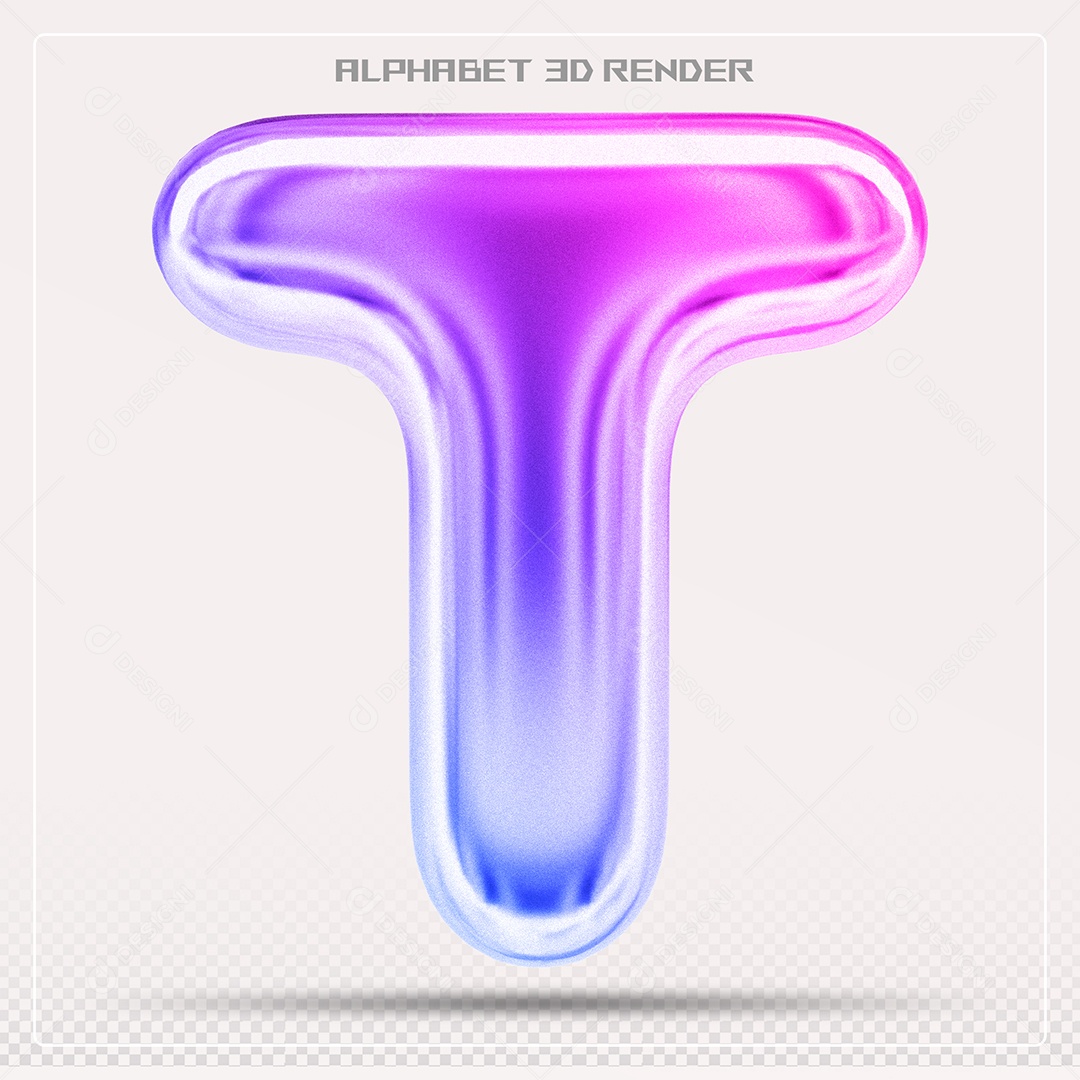 Alfabeto Letra T Colorido Elemento 3D Para Composição PSD