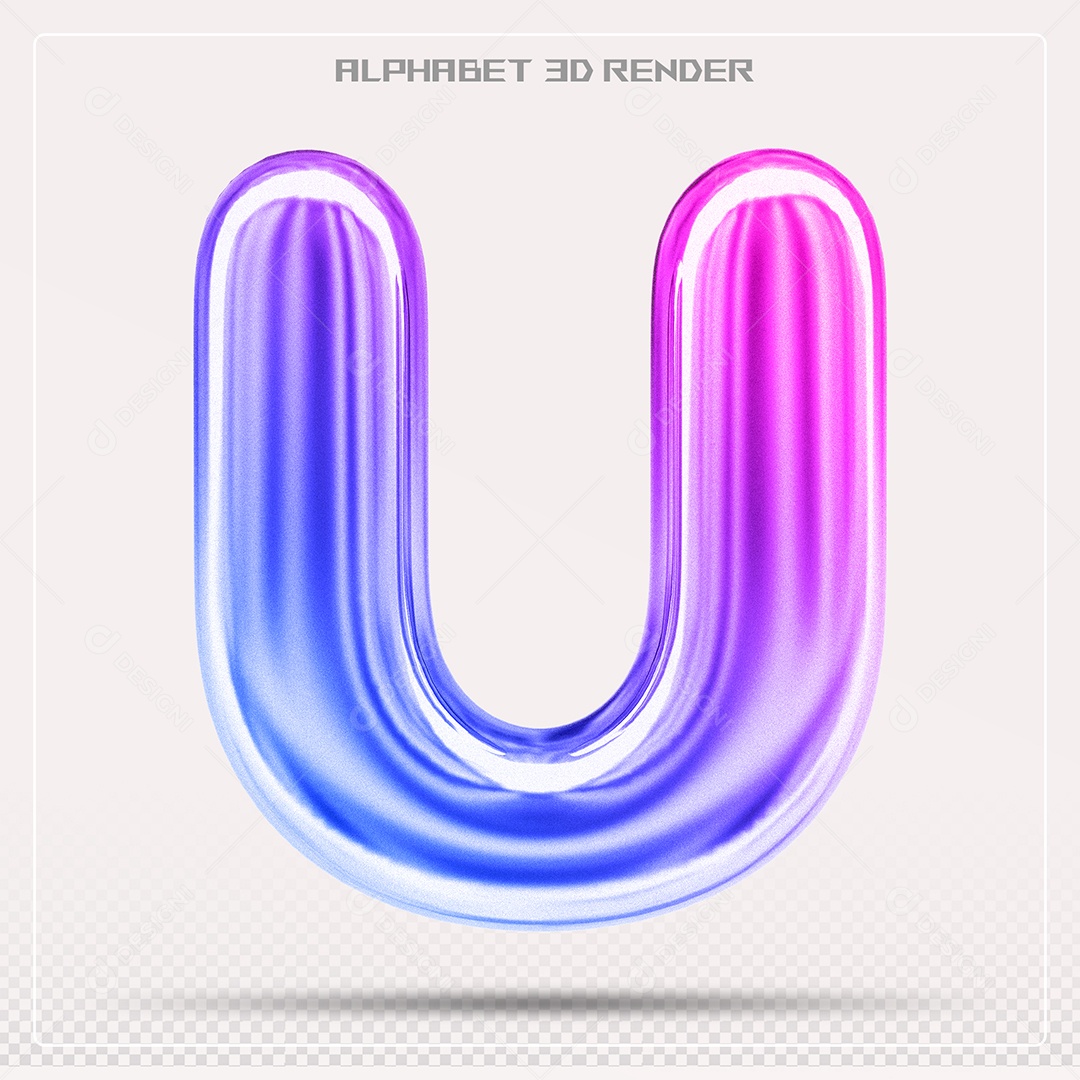 Alfabeto Letra U Colorido Elemento 3D Para Composição PSD
